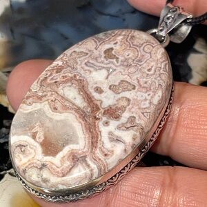 “The Laughter Stone” Laguna Crazy Lace Agate Pendant 2 1/2”